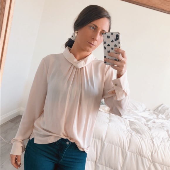 Dkny Tops - New DKNY Sheer Pink Collar Blouse